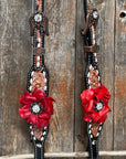 Classic Red Rose and Clear Browband/One Ear Tack Set 