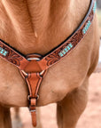 Light Oil Buckaroo Roper Turquoise One Ear & Breastcollar Tack Set 