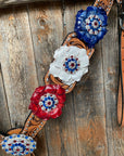 Silver Buckstitch Patriotic One Ear Tack Set  