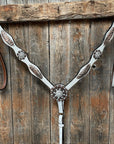 White Leather Copper Clear and Feather  Browband/One Ear Tack Set 