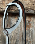White Leather Copper Clear and Feather  Browband/One Ear Tack Set 