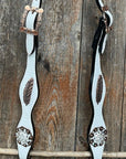 White Leather Copper Clear and Feather  Browband/One Ear Tack Set 