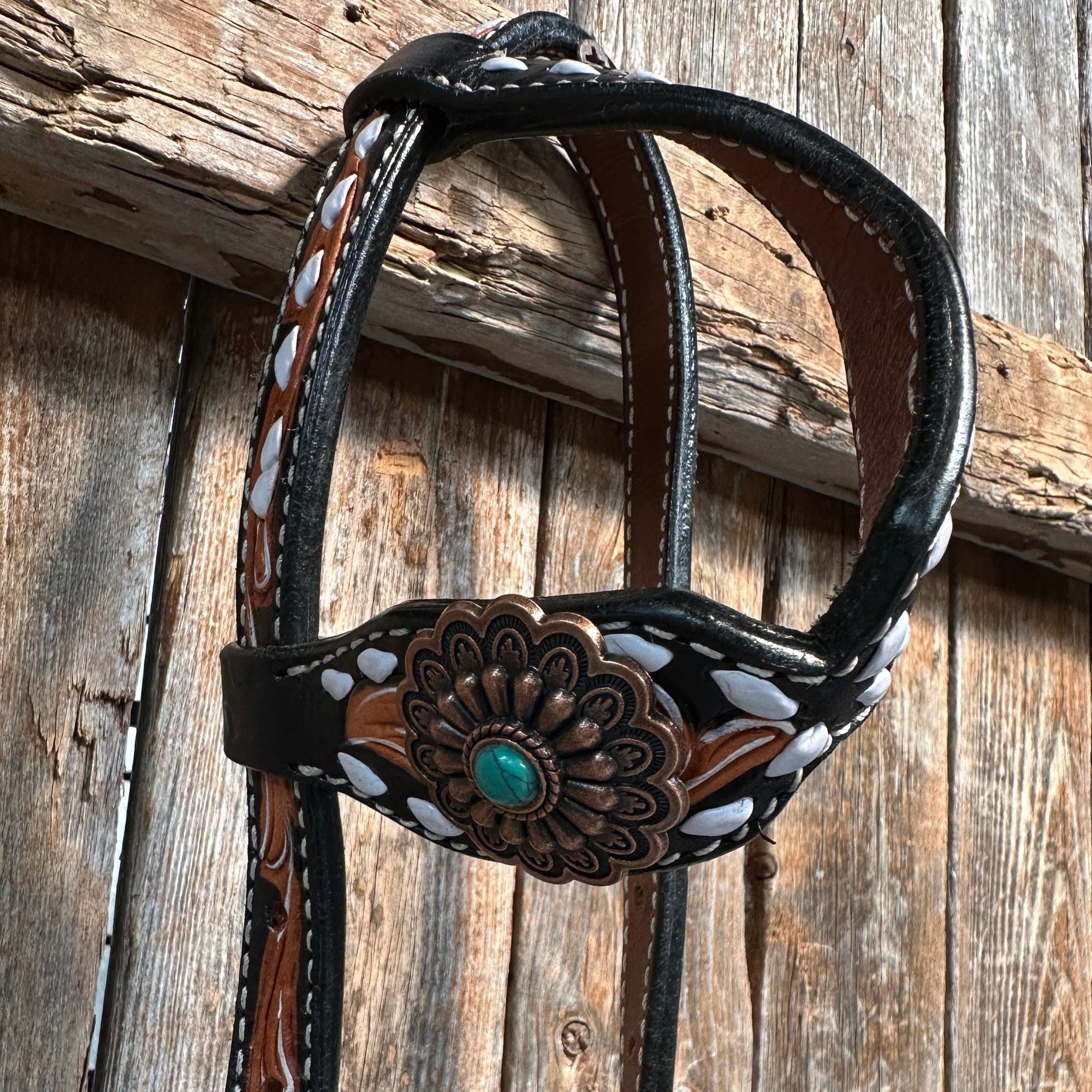 Classic Copper and Turquoise One Ear / Breastcollar Tack Set 