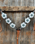 Classic Teal & White One Ear / Breastcollar Tack Set 