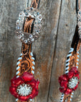 Light Oil Whipstitch Red and Turquoise One Ear/ Breastcollar Tack Set 