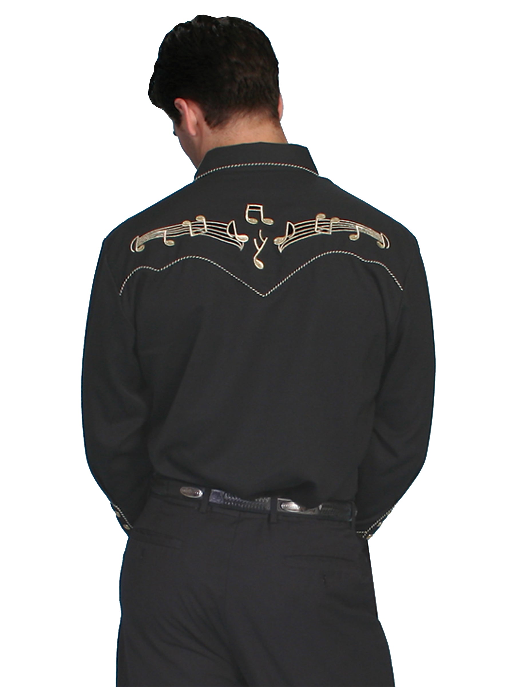 Gold Embroidery Notes Shirt - P-627X