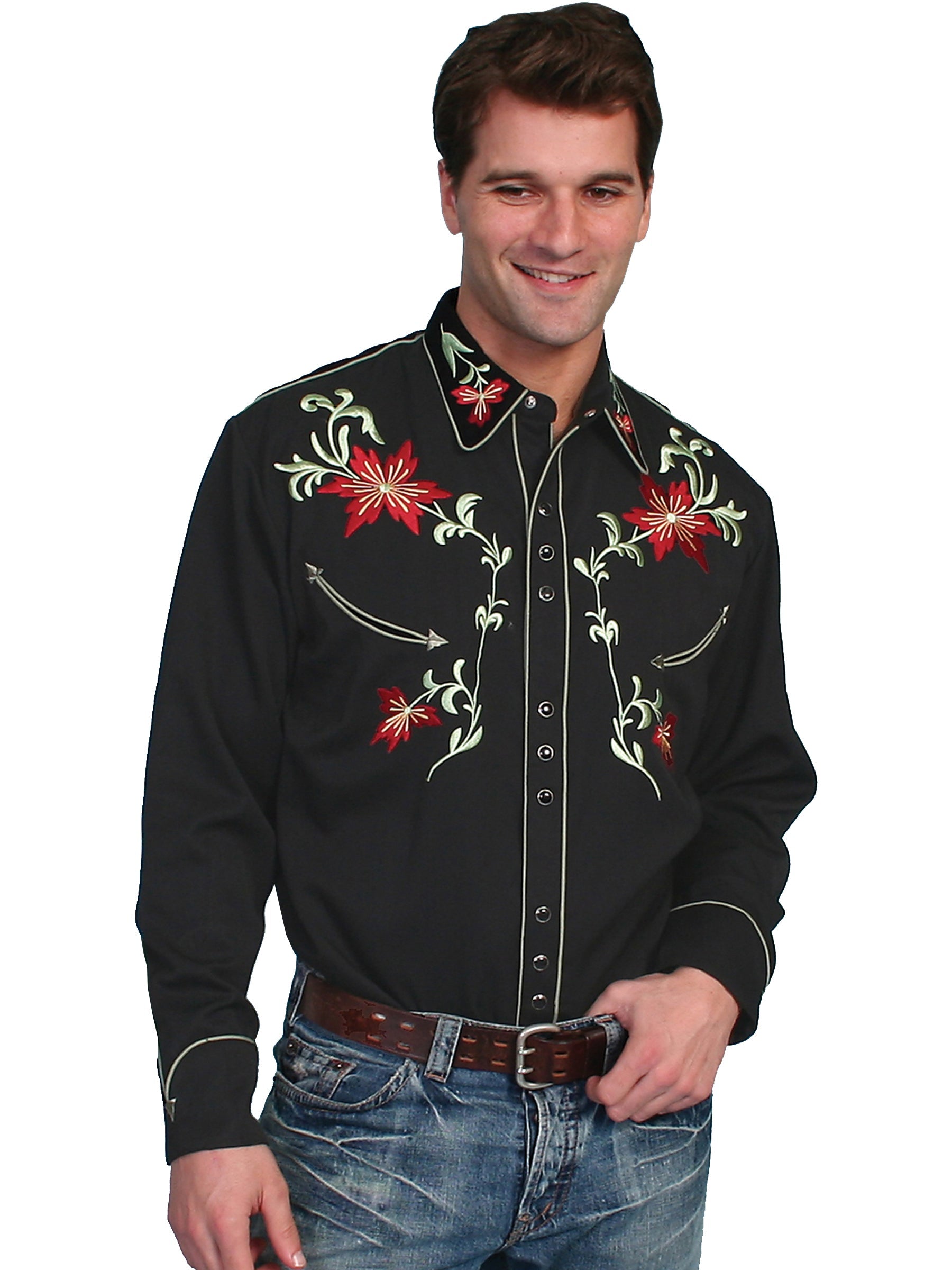 Floral Embroidery Shirt - P-633
