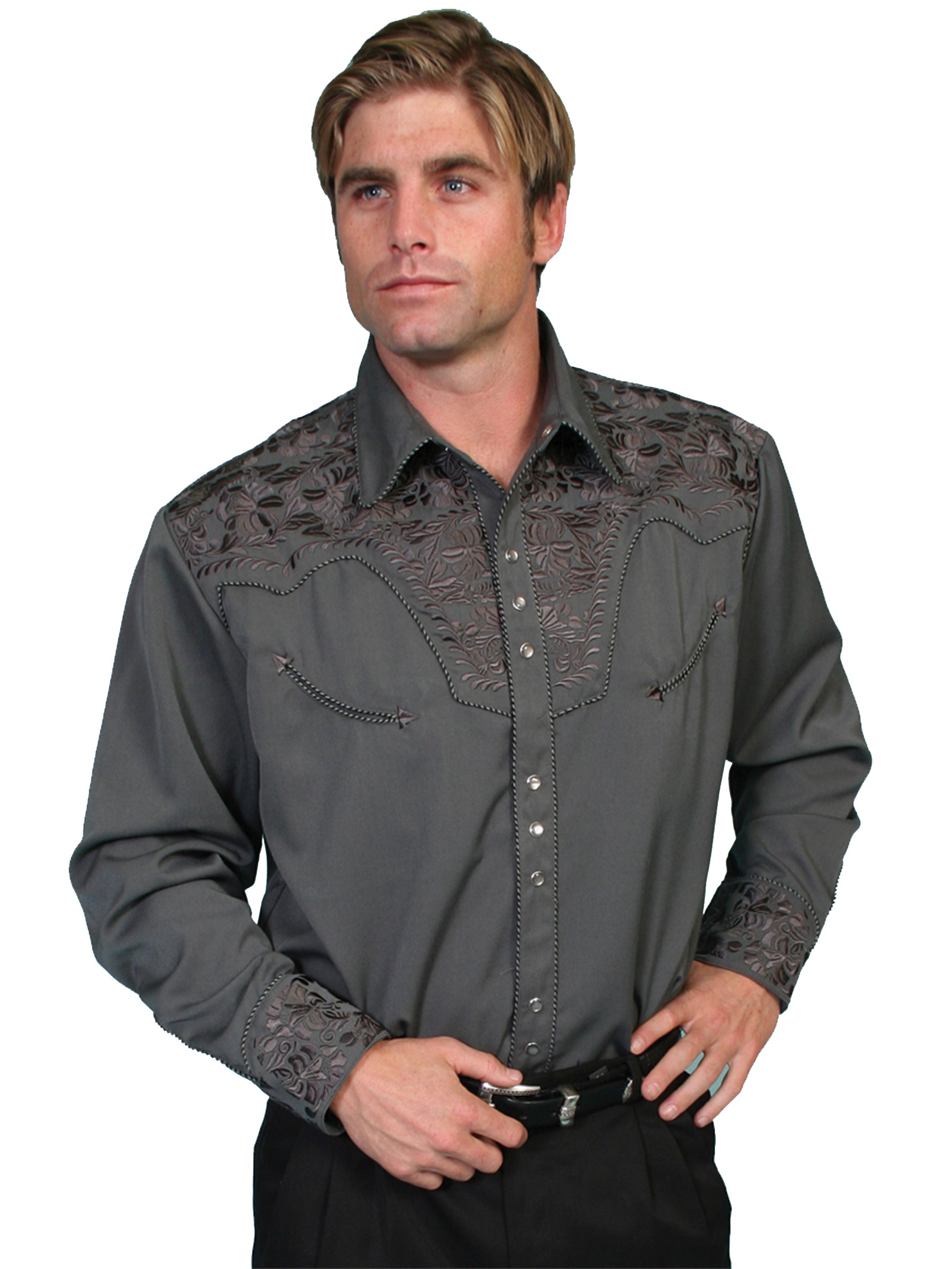 Floral Tooled Embroidery Shirt - P-634X