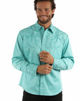 Floral Tooled Embroidery Shirt - P-634