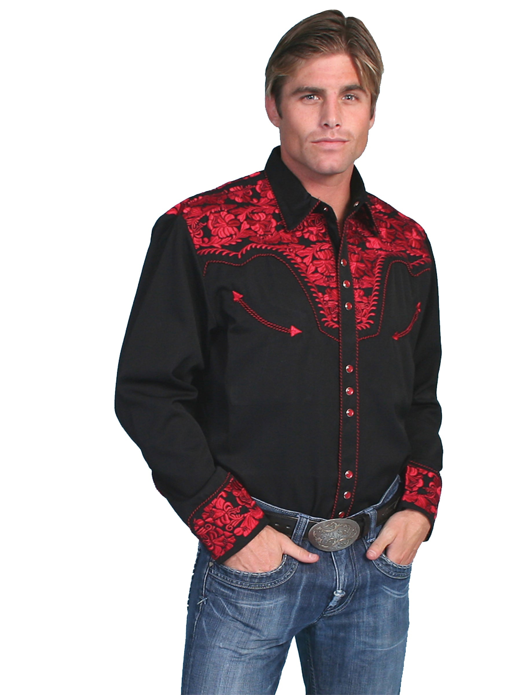 Floral Tooled Embroidery Shirt - P-634X