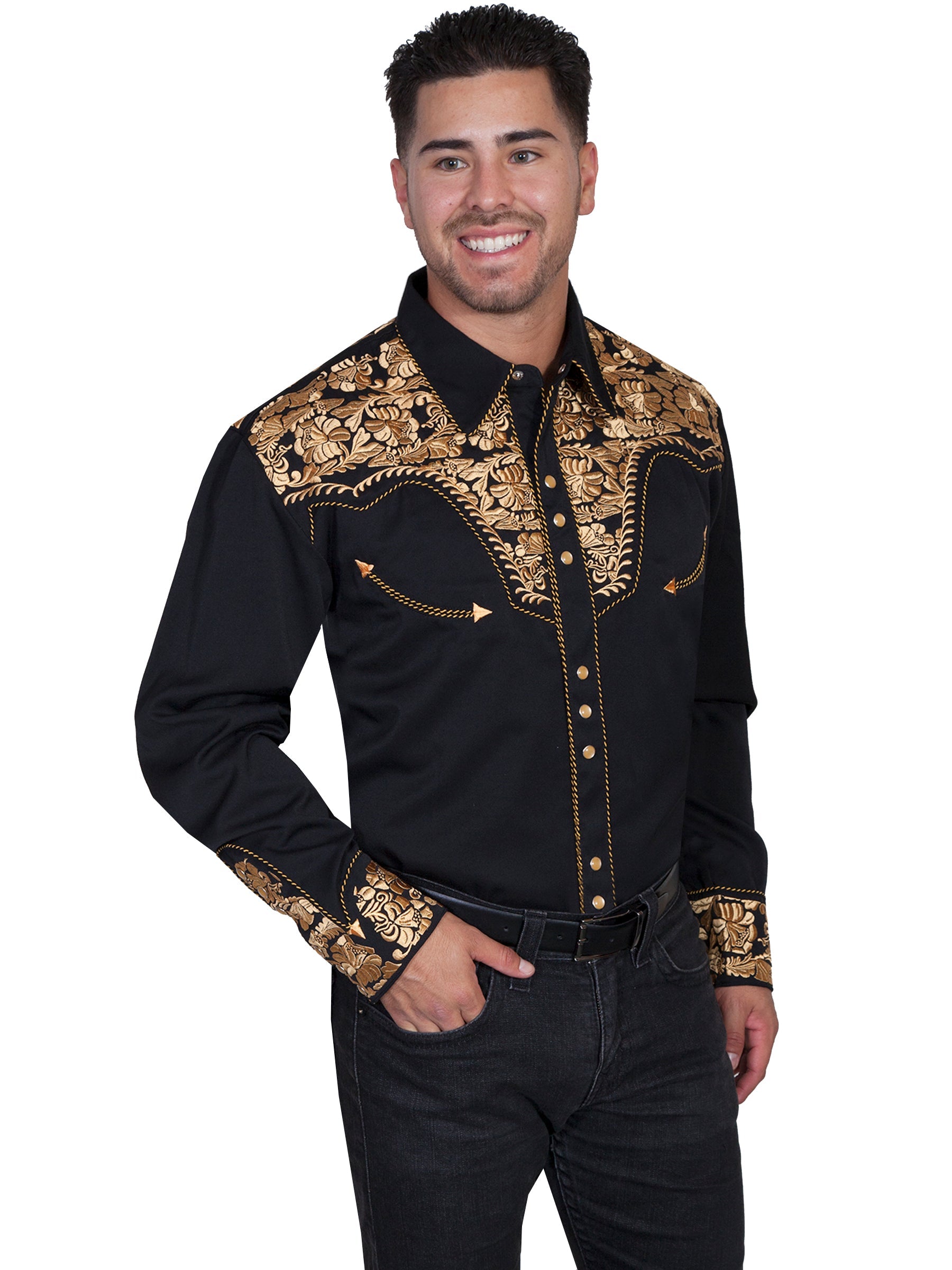 Floral Tooled Embroidery Shirt - P-634X