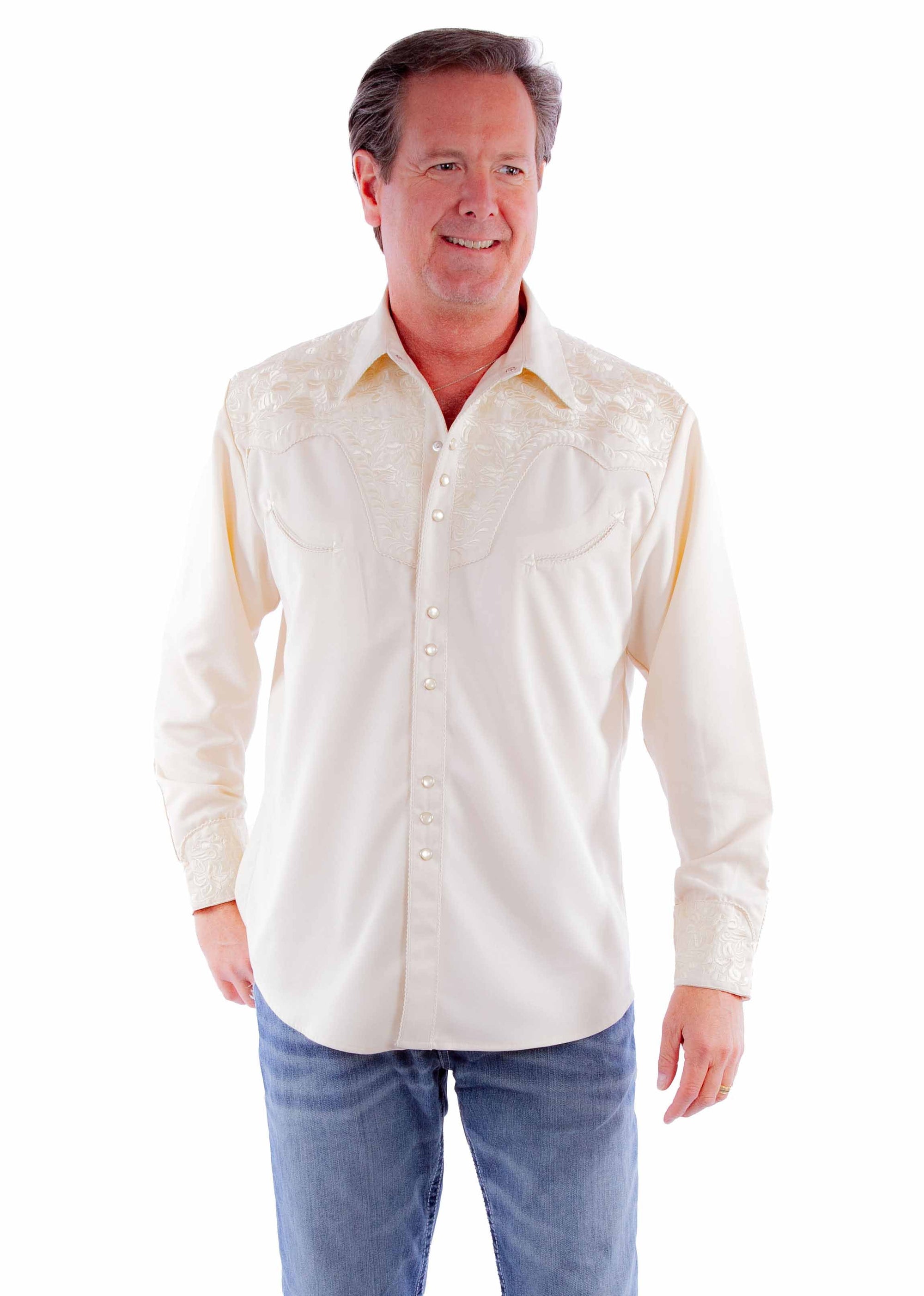 Floral Tooled Embroidery Shirt - P-634X