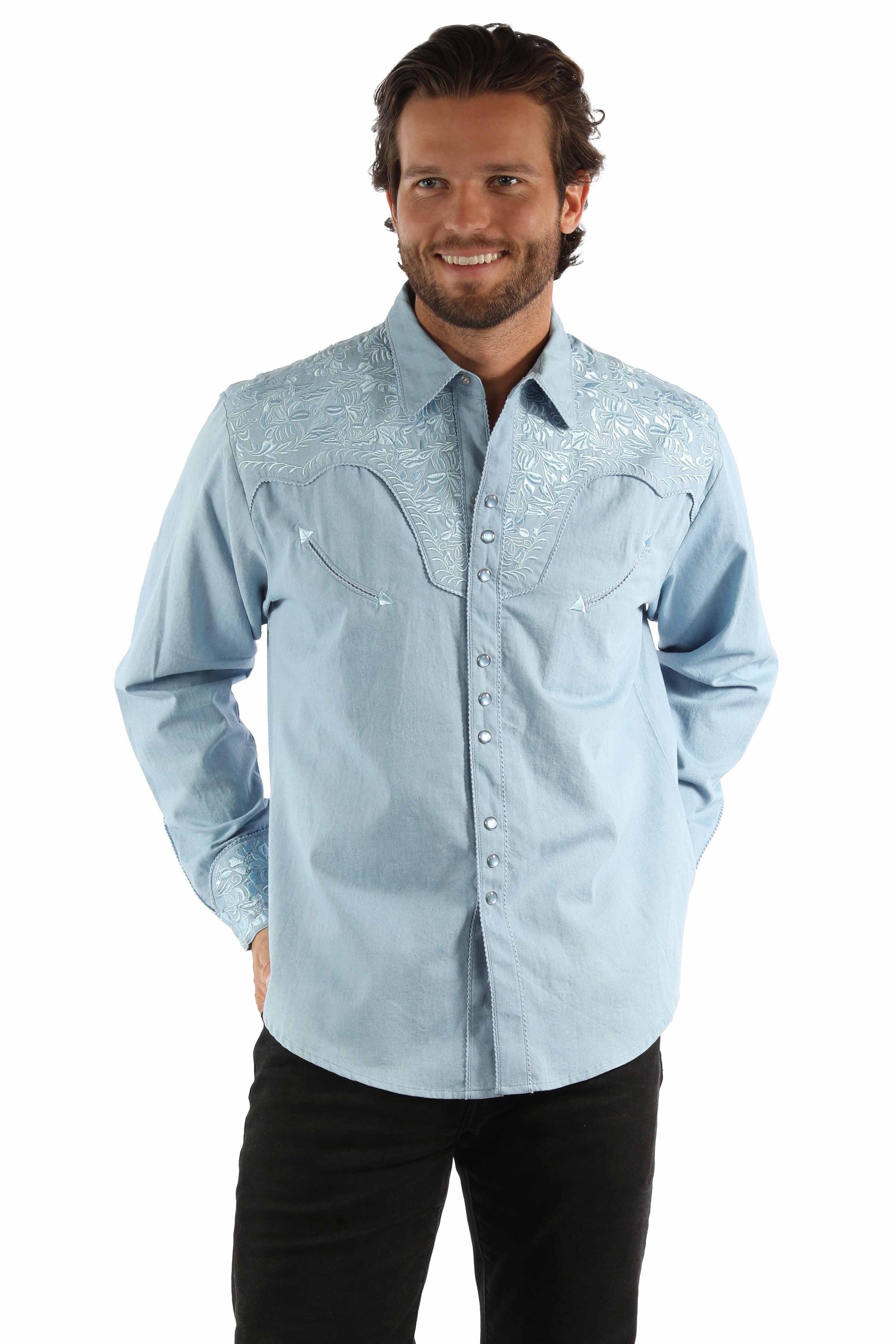 Floral Tooled Embroidery Shirt - P-634X