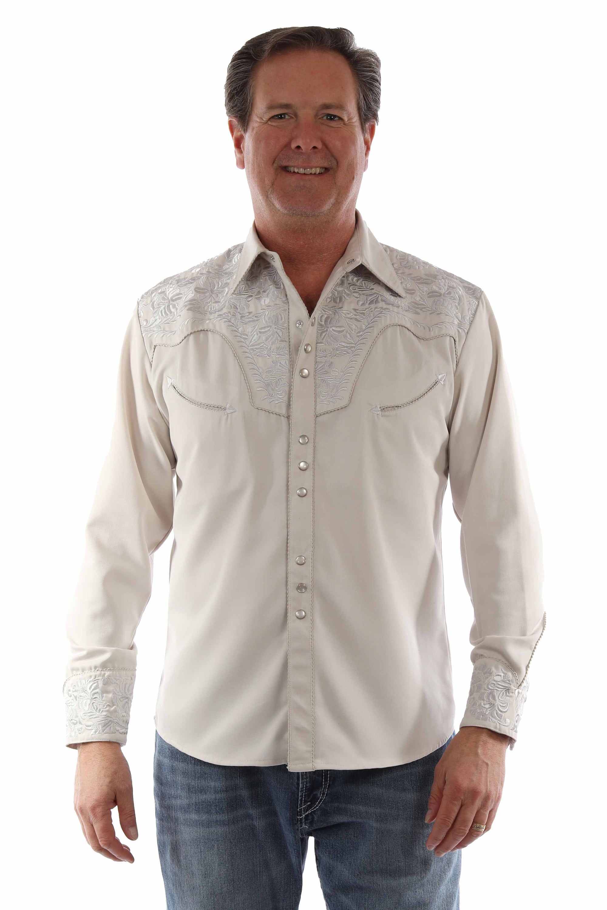 Floral Tooled Embroidery Shirt - P-634X