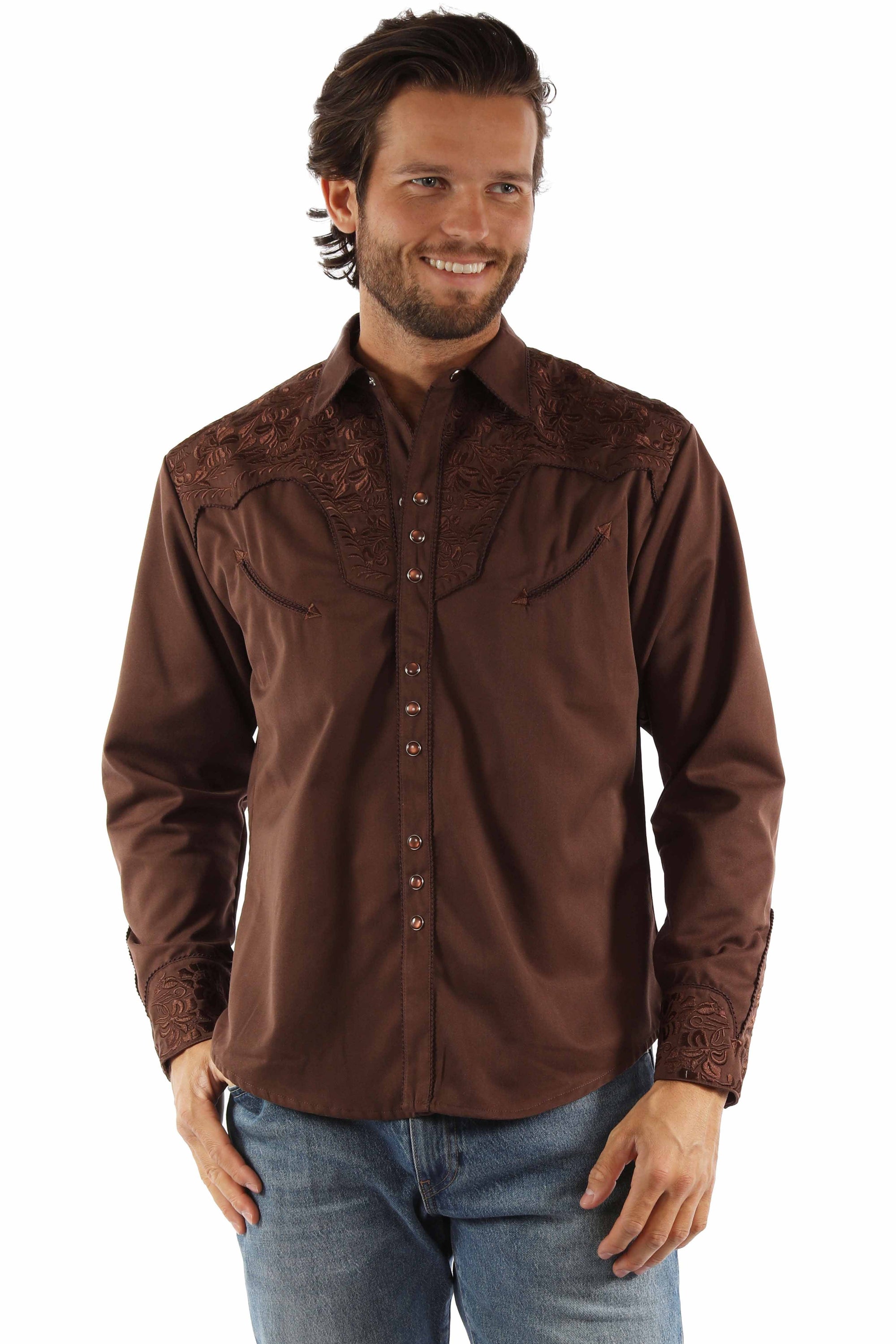 Floral Tooled Embroidery Shirt - P-634X