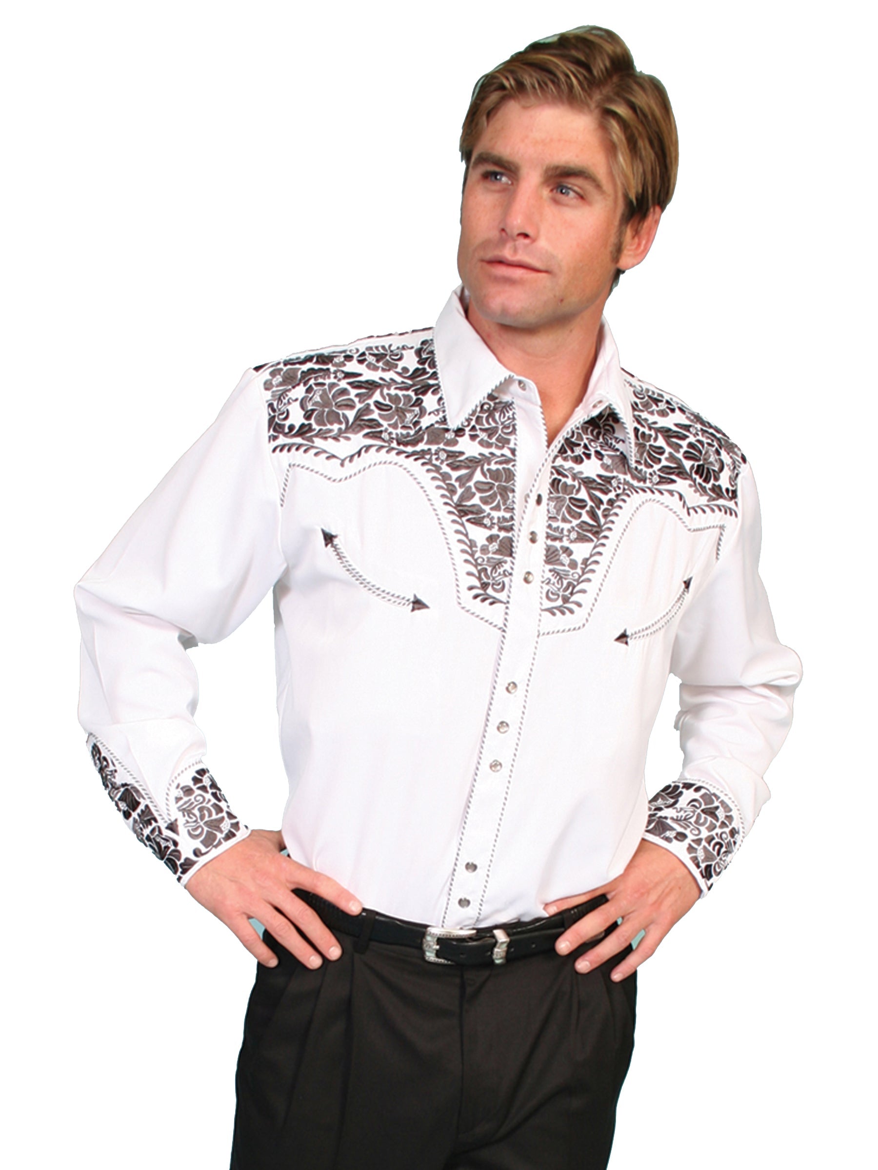 Floral Tooled Embroidery Shirt - P-634X
