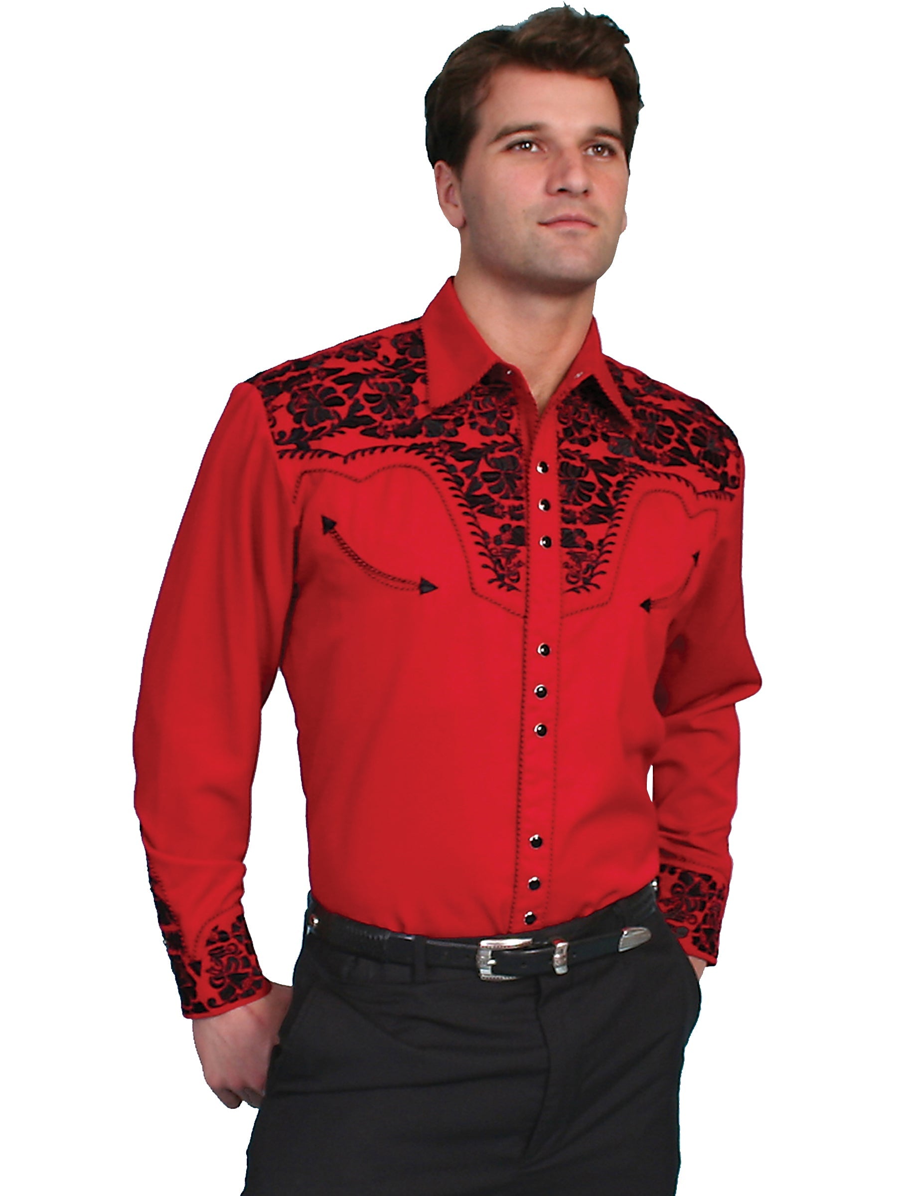 Floral Tooled Embroidery Shirt - P-634X