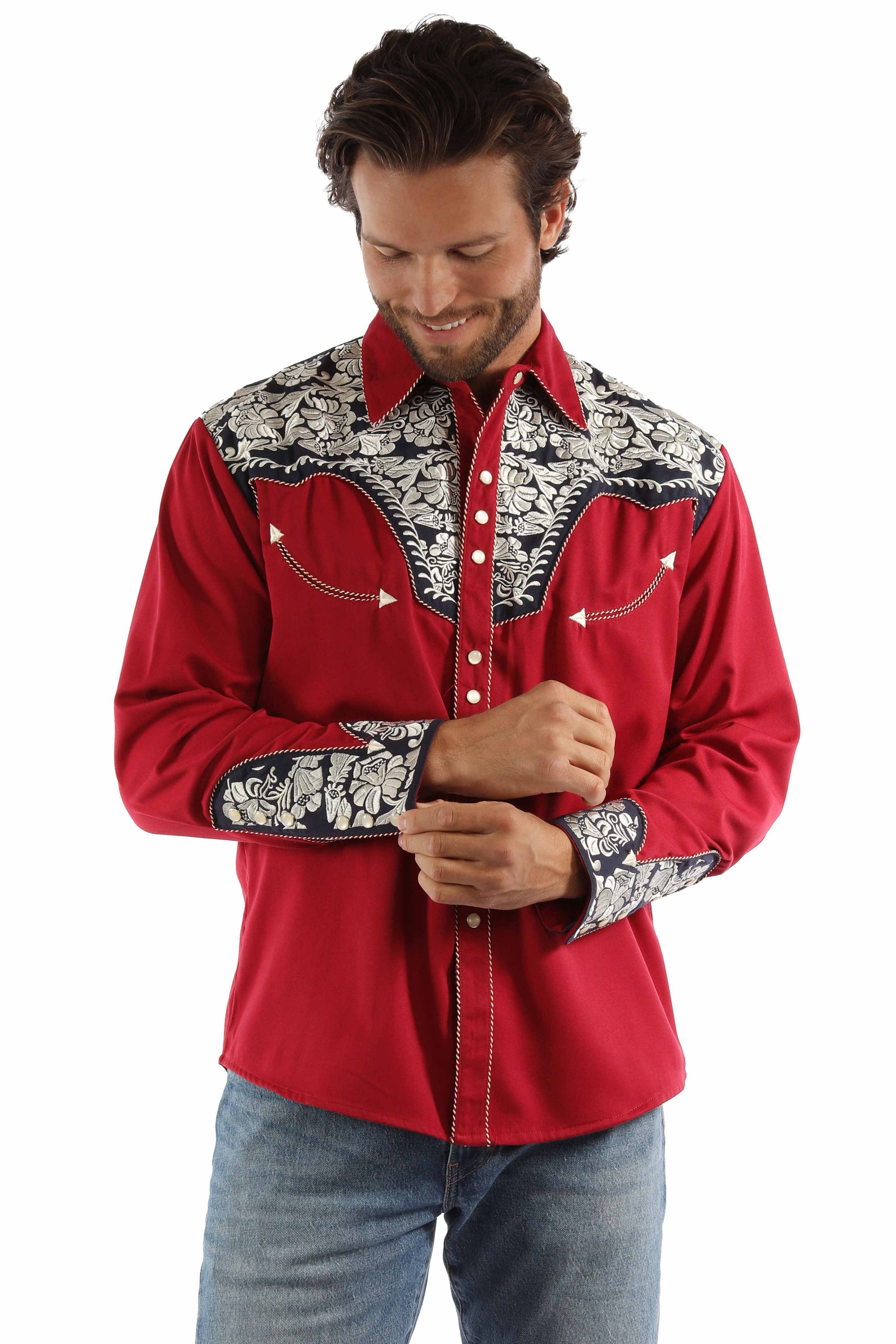 Floral Tooled Embroidery Shirt - P-634X