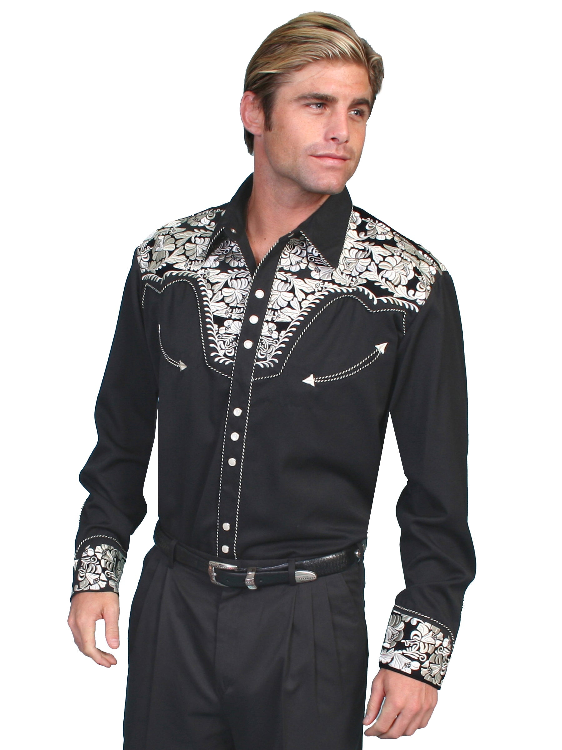 Floral Tooled Embroidery Shirt - P-634X