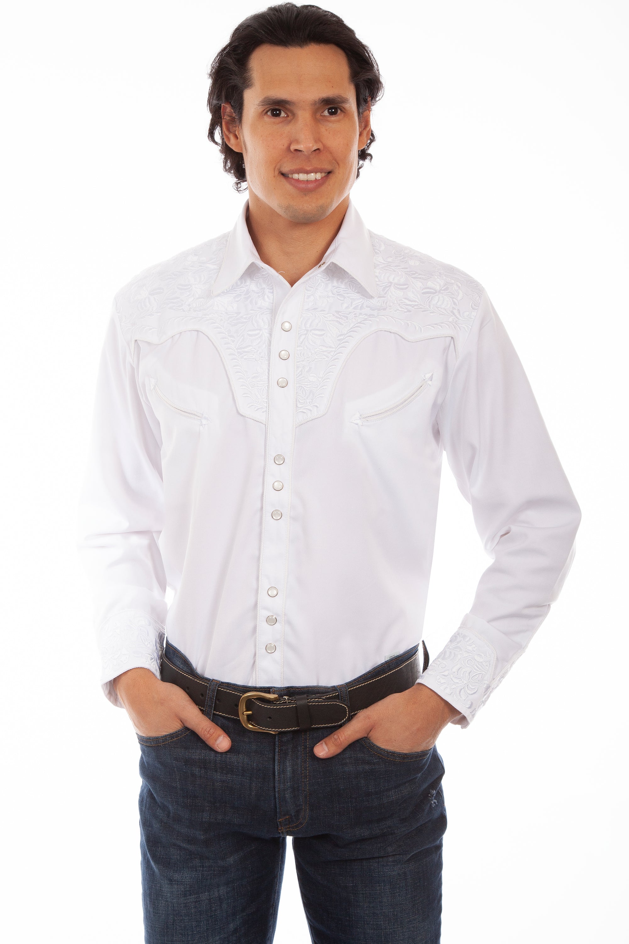 Floral Tooled Embroidery Shirt - P-634