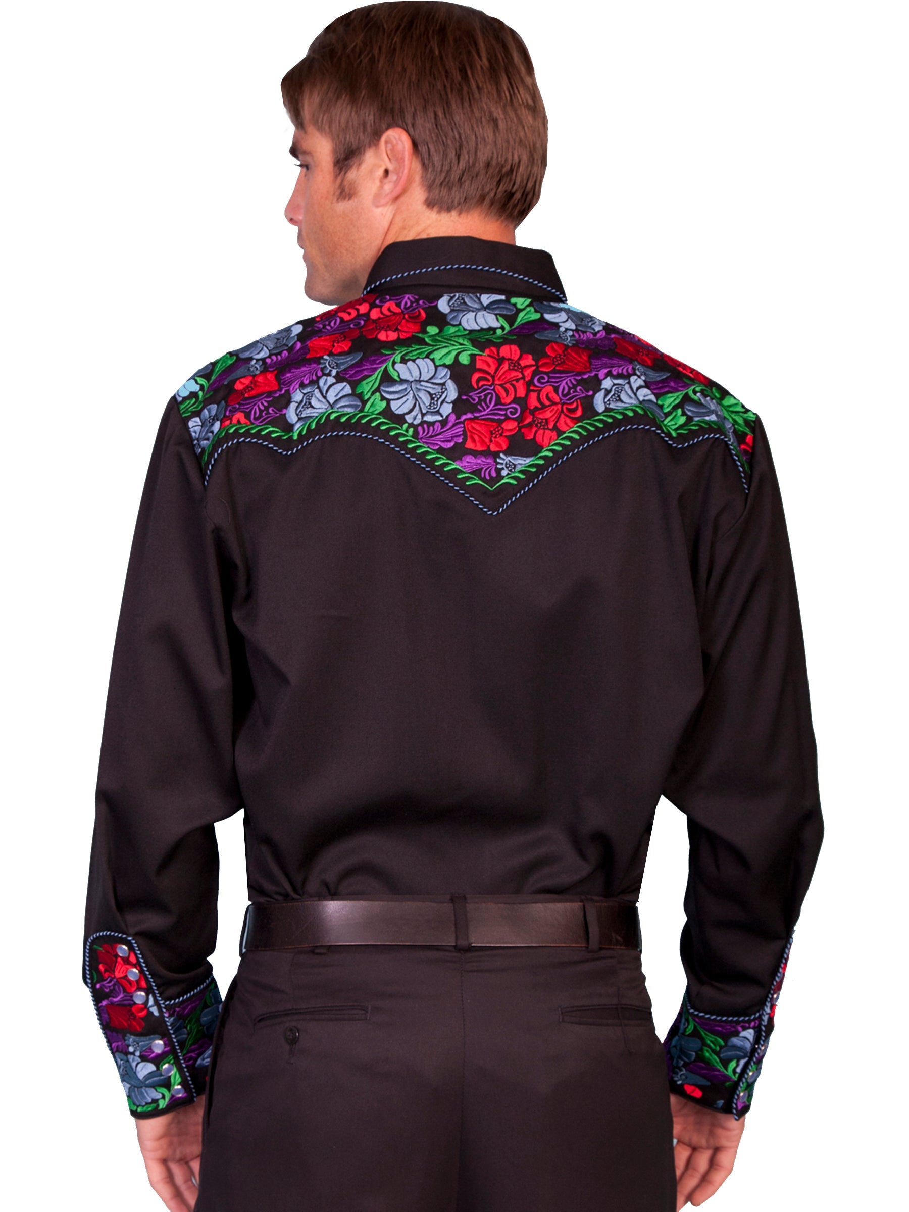 Colorful Floral Tooled Emb. Shirt - P-634CX