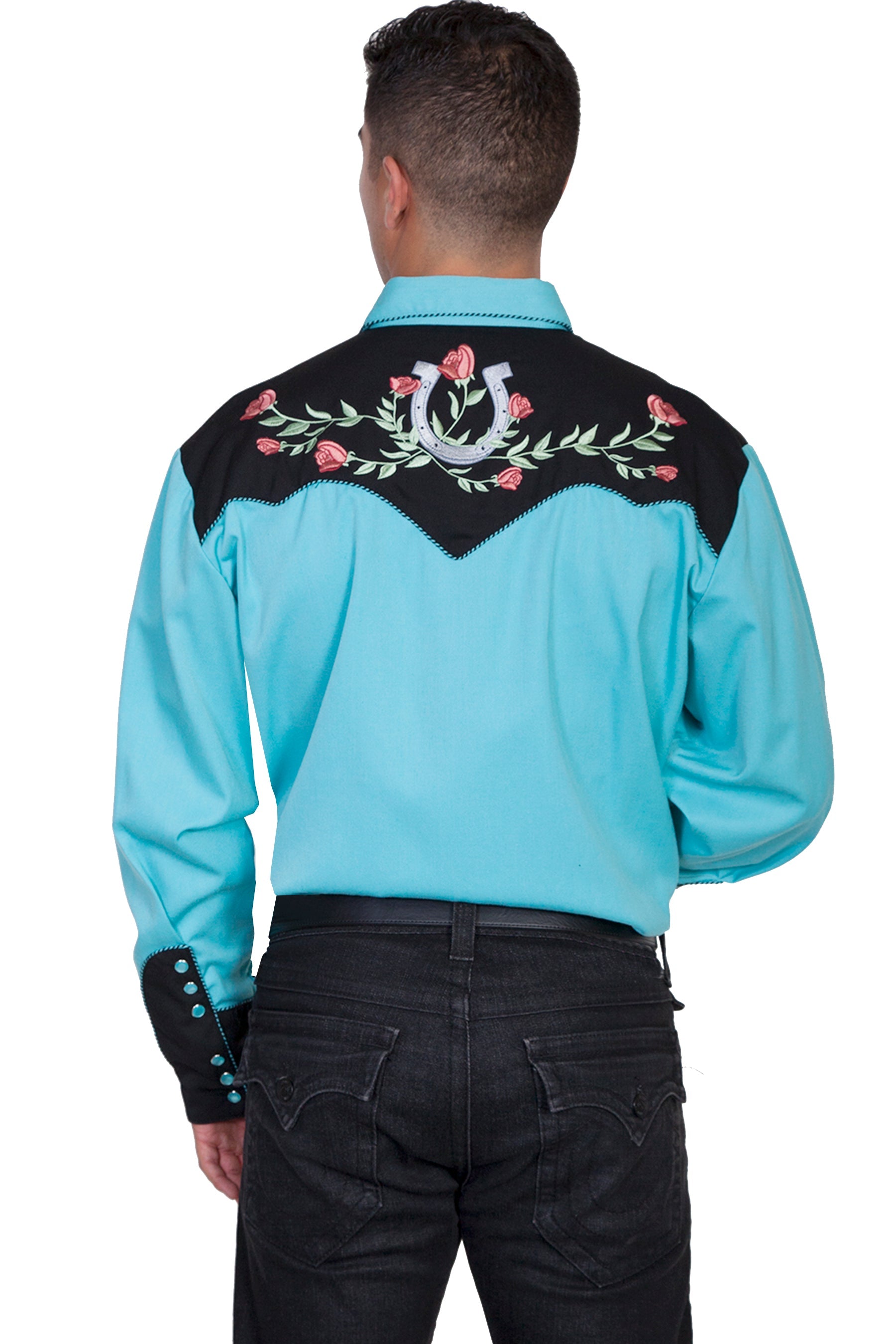Horseshoe Rose Embroidery Shirt - P-660X