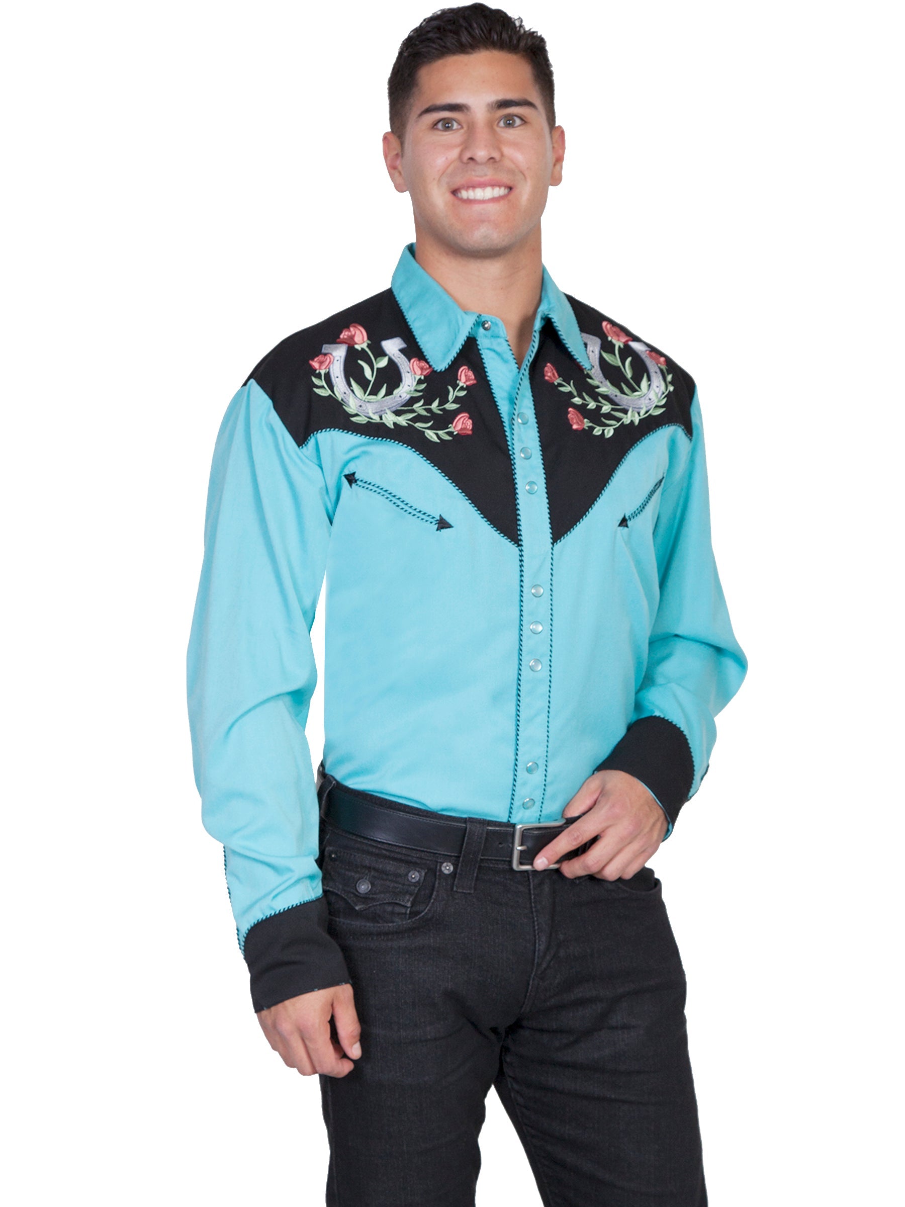 Horseshoe Rose Embroidery Shirt - P-660X