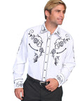 Floral Emb. Sleeve/yoke Shirt - P-706