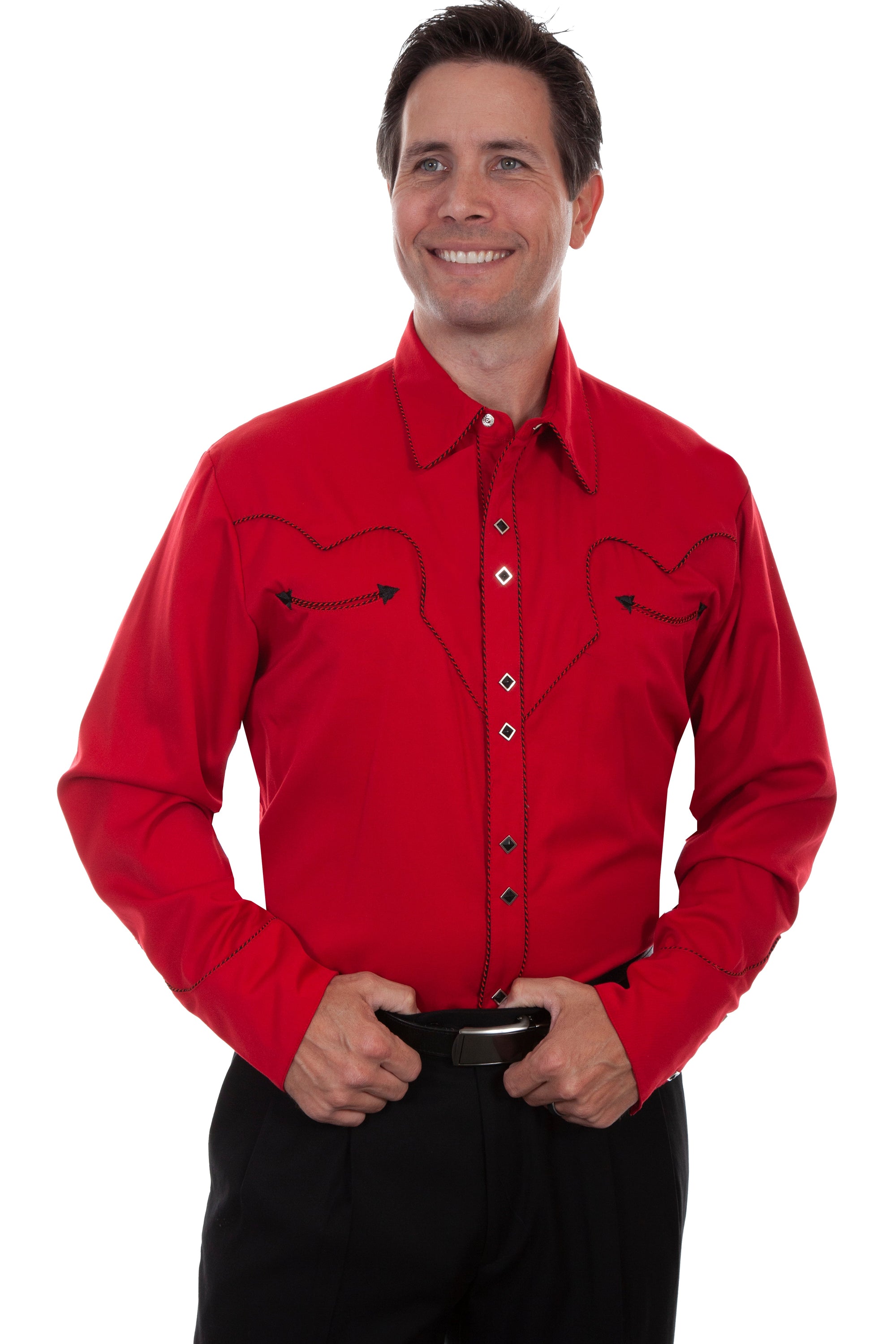 Solid Shirt W/candy Cane Piping - P-726X