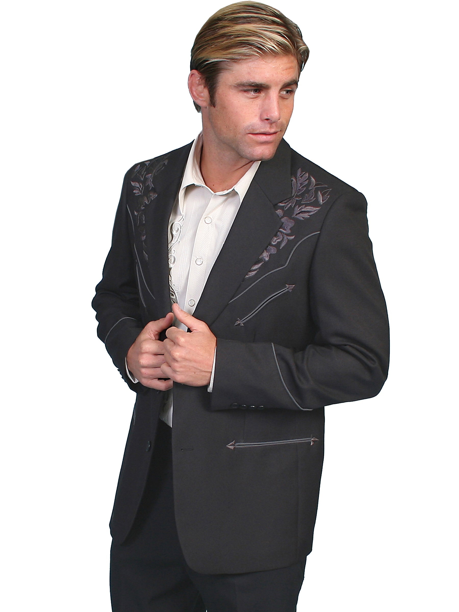 Floral Tonal Emb. Blazer - P-733L