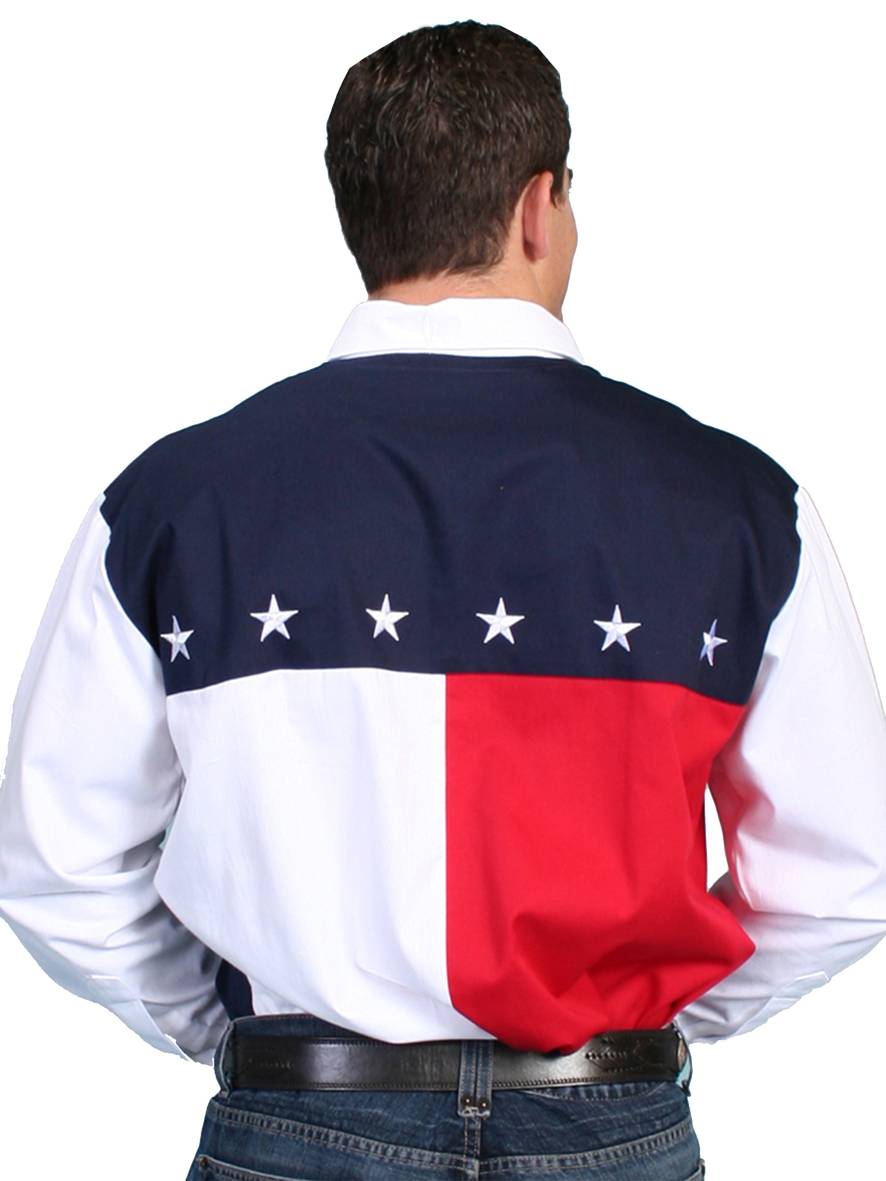 Red/white/blue Color Block Shirt - P-756X