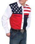 Red/white/blue Color Block Shirt - P-756