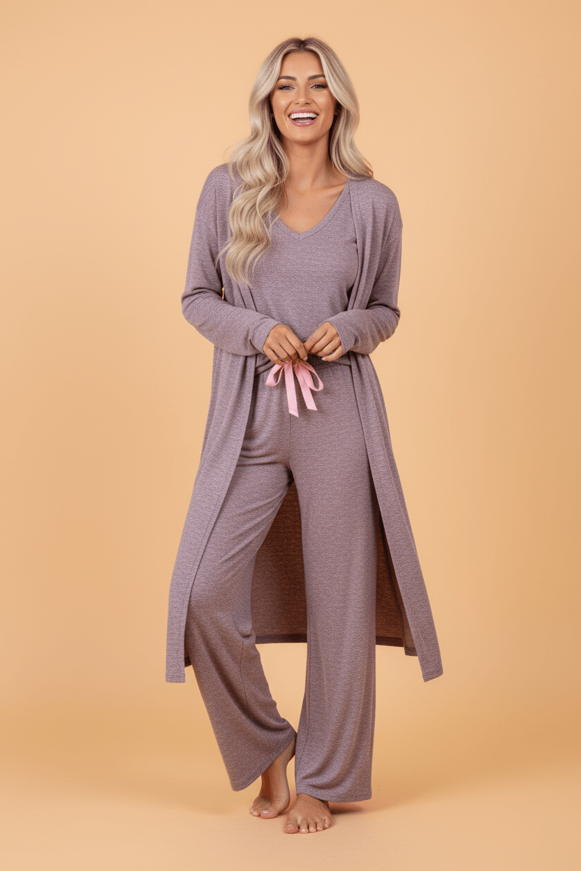 Duster Cardigan T-Shirt &amp; Pants Lounge Set