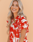 Floral Tiered Ruffle Sleeve V-Neck Blouse
