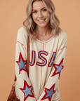 USA Star Contrast Patchwork Exposed Seam Top