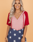 Americana Stars & Stripes Drawstring Hooded T-Shirt