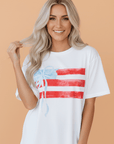USA Flag Bow Crewneck Graphic Tee