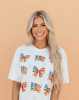 USA Flag & Bow Star Graphic T-Shirt