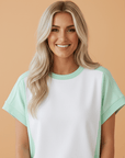 Colorblock Exposed Seam Crew Neck T-Shirt