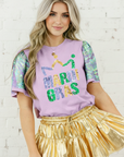 Mardi Gras Sequin Graphic Patchwork T-Shirt