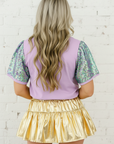 Mardi Gras Sequin Graphic Patchwork T-Shirt
