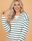 Stripe Patchwork Drop Shoulder Round Neck Sweatshirt