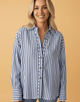 Stripe Button Down Long Sleeve Loose Shirt