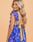 Floral Colorblock Ruffle Strap Flowy Tank Top