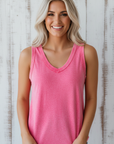 Mineral Wash V-Neck Tank Top