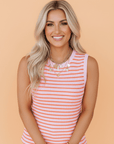Stripe Textured Knit Sleeveless Sweater Top