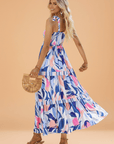 Abstract Stripe Patchwork Tie Strap Maxi Dress