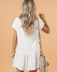Solid Cap Sleeve Drop Waist T-Shirt Dress