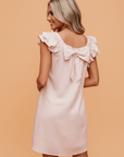 Textured Flutter Sleeve Square Neck Bow Back Dress