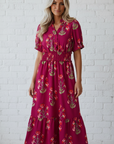 Floral Frilled V-Neck Ruffle Maxi Dress